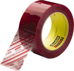 3M - 3" x 110 Yd Clear & Red Rubber Adhesive Sealing Tape - Polypropylene Film Backing, 1.9 mil Thick, 44 Lb Tensile Strength, Series 3779 - Americas Tooling