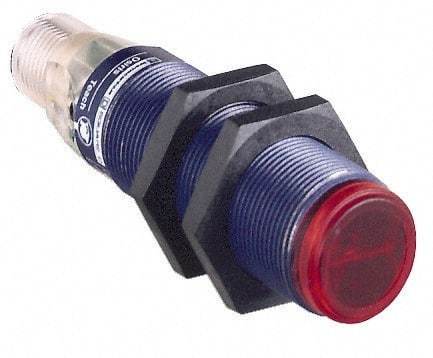 Telemecanique Sensors - 4 Pin M12 Connector, 4m Nominal Distance, Shock and Vibration Resistant, Retroreflective Photoelectric Sensor - 12 to 24 VDC, 500 Hz, PBT, 2.36 Inch Long x 0.71 Inch Wide - Americas Tooling