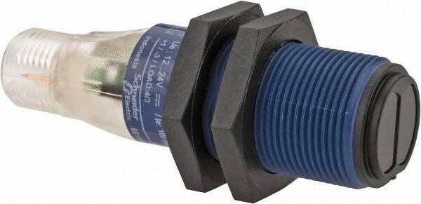 Telemecanique Sensors - 4 Pin M12 Connector, 4m Nominal Distance, Shock and Vibration Resistant, Retroreflective Photoelectric Sensor - 12 to 24 VDC, 500 Hz, PBT, 2.36 Inch Long x 0.71 Inch Wide - Americas Tooling