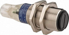 Telemecanique Sensors - 4 Pin M12 Connector, 4m Nominal Distance, Shock and Vibration Resistant, Retroreflective Photoelectric Sensor - 12 to 24 VDC, 500 Hz, Nickel Plated Brass, 2.36 Inch Long x 0.71 Inch Wide - Americas Tooling