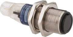 Telemecanique Sensors - 4 Pin M12 Connector, 15m Nominal Distance, Shock and Vibration Resistant, Through Beam Photoelectric Sensor - 12 to 24 VDC, 500 Hz, Nickel Plated Brass, 2.36 Inch Long x 0.71 Inch Wide - Americas Tooling