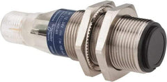 Telemecanique Sensors - 4 Pin M12 Connector, 15m Nominal Distance, Shock and Vibration Resistant, Through Beam Photoelectric Sensor - 12 to 24 VDC, 500 Hz, Nickel Plated Brass, 2.36 Inch Long x 0.71 Inch Wide - Americas Tooling