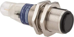 Telemecanique Sensors - 4 Pin M12 Connector, 15m Nominal Distance, Shock and Vibration Resistant, Through Beam Photoelectric Sensor - 12 to 24 VDC, 500 Hz, Nickel Plated Brass, 2.36 Inch Long x 0.71 Inch Wide - Americas Tooling