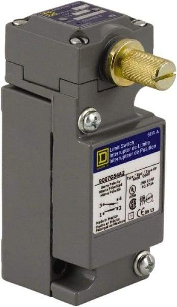 Square D - SPDT, NC/NO, 250 VDC at 0.11 Amp, 600 VAC at 1.20 Amp, Screw Terminal, Rotary Head Actuator, General Purpose Limit Switch - 1, 2, 4, 6, 12, 13, 6P NEMA Rating, IP66 IPR Rating - Americas Tooling