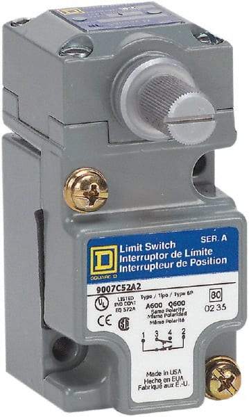 Square D - SPDT, NC/NO, Multiple VAC Levels, Screw Terminal, Rotary Head Actuator, General Purpose Limit Switch - 1, 2, 4, 6, 12, 13, 6P NEMA Rating, IP66 IPR Rating - Americas Tooling