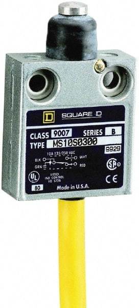 Square D - SPDT, NC/NO, 240 VAC, Prewired Terminal, Plunger Actuator, General Purpose Limit Switch - 1 NEMA Rating, IP20 IPR Rating, 18 Ounce Operating Force - Americas Tooling