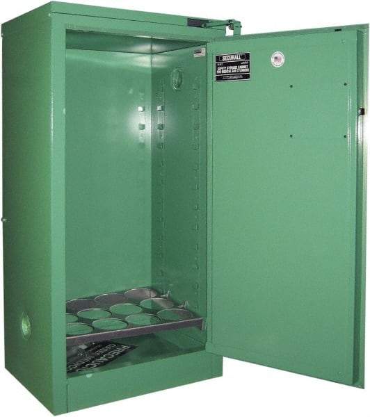 Securall Cabinets - 1 Door, Green Steel Standard Safety Cabinet for Flammable and Combustible Liquids - 46" High x 23" Wide x 18" Deep, Self Closing Door, 3 Point Key Lock, D, E Cylinder Capacity - Americas Tooling