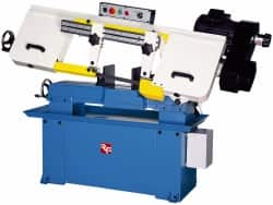 Rong Fu - 5 x 16" Max Capacity, Manual Variable Speed Pulley Horizontal Bandsaw - 95 to 402 SFPM Blade Speed, 110 Volts, 45°, 1.5 hp, 1 Phase - Americas Tooling