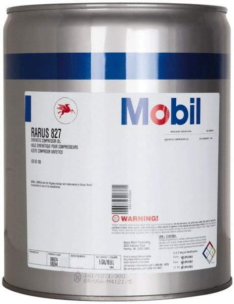 Mobil - 5 Gal Pail, ISO 100, SAE 30, Air Compressor Oil - -20°F to 400°, 10.12 Viscosity (cSt) at 100°C, 107.5 Viscosity (cSt) at 40°C - Americas Tooling