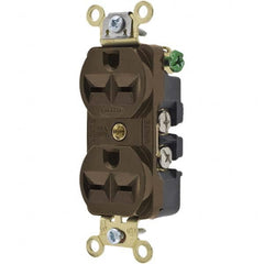 Hubbell Wiring Device-Kellems - 250 VAC 15A NEMA 6-15R Industrial Grade Brown Straight Blade Duplex Receptacle - Americas Tooling