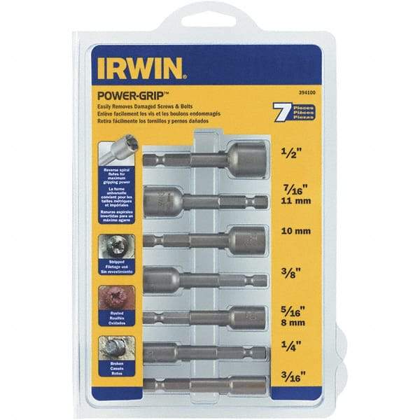 Irwin - 7 Piece Screw & Nut Extractor Set - 1/2 to 3/16 Size Range - Americas Tooling