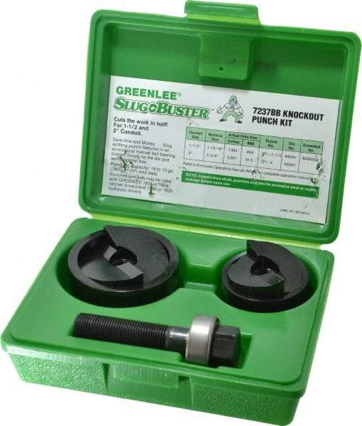 Greenlee - 6 Piece, 2" Punch Hole Diam, Manual Knockout Set - Round Punch, 10 Gage Mild Steel - Americas Tooling