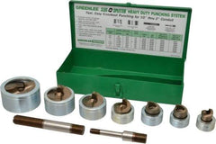 Greenlee - 17 Piece, 2" Punch Hole Diam, Hydraulic Knockout Set - Round Punch, 10 Gage Mild Steel - Americas Tooling