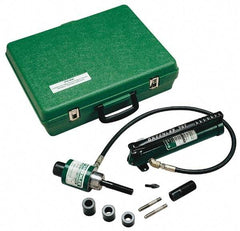 Greenlee - 9 Piece, 1/2 to 2" Punch Hole Diam, Hydraulic Knockout Set - Round Punch, 10 Gage Mild Steel - Americas Tooling