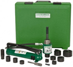 Greenlee - 17 Piece, 2" Punch Hole Diam, Hydraulic Knockout Set - Round Punch, 10 Gage Mild Steel - Americas Tooling