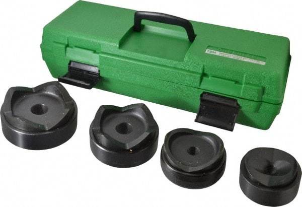 Greenlee - 9 Piece, 4" Punch Hole Diam, Hydraulic Standard Punch Kit - Round Punch, 10 Gage Mild Steel - Americas Tooling