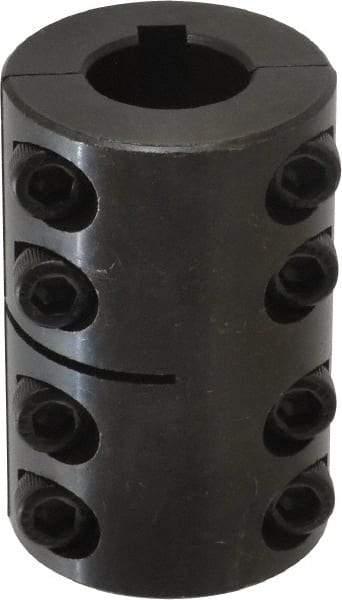 Climax Metal Products - 20mm Inside x 42mm Outside Diam, Metric Two Piece Clamping Rigid Coupling with Keyway - 65mm Long x 6mm Keyway Width x 2.8mm Keyway Depth - Americas Tooling