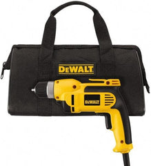 DeWALT - 3/8" Keyless Chuck, 2,500 RPM, Pistol Grip Handle Electric Drill - 8 Amps, Reversible, Includes Kit Box - Americas Tooling