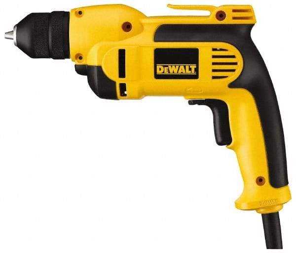 DeWALT - 3/8" Keyless Chuck, 2,500 RPM, Pistol Grip Handle Electric Drill - 8 Amps, Reversible - Americas Tooling