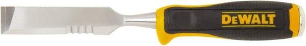 DeWALT - 11" OAL x 1" Blade Width Wood Chisel - 1" Tip, 1" Stock, High-Impact Polypropylene & Rubber Handle - Americas Tooling