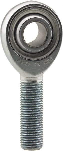 Made in USA - 1/2" ID, 1-5/16" Max OD, 16,242 Lb Max Static Cap, Plain Male Spherical Rod End - 1/2-20 LH, 1-1/2" Shank Length, Alloy Steel with Steel Raceway - Americas Tooling