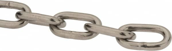 Value Collection - 3/16" Welded Stainless Steel Chain - 1,200 Lb Capacity, Grade 30, Cut to Length, Stainless Steel, Bright Finish - Americas Tooling