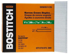 Stanley Bostitch - 1-1/2" Long x 7/32" Wide, 18 Gauge Crowned Construction Staple - Steel, Galvanized Finish - Americas Tooling