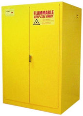 Eagle - 2 Door, 2 Shelf, Yellow Steel Standard Safety Cabinet for Flammable and Combustible Liquids - 65" High x 43" Wide x 34" Deep, Manual Closing Door, 3 Point Key Lock, 90 Gal Capacity - Americas Tooling