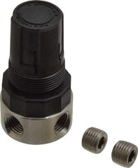 Parker - 1/4 NPT Port, 12 CFM, Stainless Steel Miniature Regulator - 0 to 125 psi Range, 300 Max psi Supply Pressure, 1/4" Gauge Port Thread, 1.56" Wide x 3.06" High - Americas Tooling