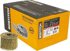 Stanley Bostitch - 11 Gauge 0.12" Shank Diam 3-1/4" Long Framing Nails for Power Nailers - Steel, Galvanized Finish, Screw Shank, Coil Wire Collation, Round Head, Diamond Point - Americas Tooling