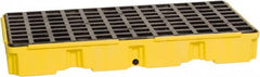 Eagle - 30 Gal Sump, 5,000 Lb Capacity, 2 Drum, Polyethylene Spill Deck or Pallet - 51-1/2" Long x 26-1/4" Wide x 6-1/2" High, Yellow, Drain Included, Low Profile, Vertical, Inline Drum Configuration - Americas Tooling