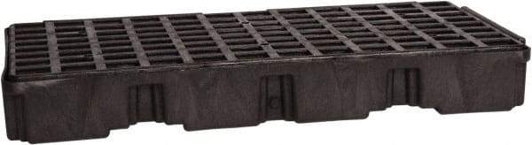 Eagle - 30 Gal Sump, 5,000 Lb Capacity, 2 Drum, Polyethylene Spill Deck or Pallet - 51-1/2" Long x 26-1/4" Wide x 6-1/2" High, Black, Drain Included, Low Profile, Vertical, Inline Drum Configuration - Americas Tooling