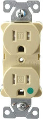 Cooper Wiring Devices - 125 VAC, 15 Amp, 5-15R NEMA Configuration, Ivory, Hospital Grade, Self Grounding Duplex Receptacle - 1 Phase, 2 Poles, 3 Wire, Flush Mount, Tamper Resistant - Americas Tooling