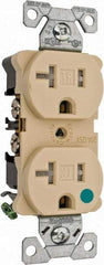 Cooper Wiring Devices - 125 VAC, 20 Amp, 5-20R NEMA Configuration, Ivory, Hospital Grade, Self Grounding Duplex Receptacle - 1 Phase, 2 Poles, 3 Wire, Flush Mount, Chemical, Impact and Tamper Resistant - Americas Tooling