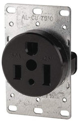 Cooper Wiring Devices - 125 VAC, 50 Amp, 5-50R NEMA Configuration, Black, Specification Grade, Self Grounding Single Receptacle - 1 Phase, 2 Poles, 3 Wire, Flush Mount, Corrosion Resistant - Americas Tooling