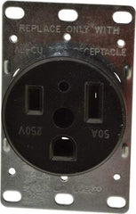 Cooper Wiring Devices - 250 VAC, 50 Amp, 6-50R NEMA Configuration, Black, Specification Grade, Self Grounding Single Receptacle - 1 Phase, 2 Poles, 3 Wire, Flush Mount, Corrosion Resistant - Americas Tooling