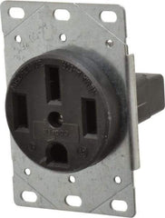 Cooper Wiring Devices - 125/250 VAC, 50 Amp, 14-50R NEMA Configuration, Black, Industrial Grade, Ungrounded Single Receptacle - 1 Phase, 3 Poles, 3 Wire, Flush Mount, Corrosion Resistant - Americas Tooling