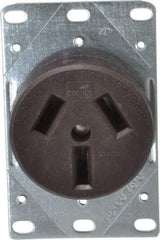 Cooper Wiring Devices - 125/250 VAC, 50 Amp, 10-50R NEMA Configuration, Brown, Specification Grade, Ungrounded Single Receptacle - 1 Phase, 3 Poles, 3 Wire, Flush Mount, Corrosion Resistant - Americas Tooling