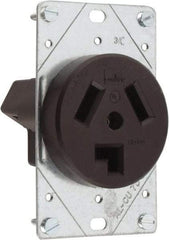 Cooper Wiring Devices - 125/250 VAC, 30 Amp, 10-30R NEMA Configuration, Brown, Specification Grade, Ungrounded Single Receptacle - 1 Phase, 3 Poles, 3 Wire, Flush Mount, Corrosion Resistant - Americas Tooling