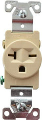 Cooper Wiring Devices - 250 VAC, 20 Amp, 6-20R NEMA Configuration, Ivory, Industrial Grade, Self Grounding Single Receptacle - 1 Phase, 2 Poles, 3 Wire, Flush Mount, Chemical, Heat and Impact Resistant - Americas Tooling