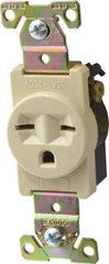 Cooper Wiring Devices - 250 VAC, 15 Amp, 6-15R NEMA Configuration, Ivory, Industrial Grade, Self Grounding Single Receptacle - 1 Phase, 2 Poles, 3 Wire, Flush Mount, Chemical, Heat and Impact Resistant - Americas Tooling