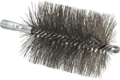 Schaefer Brush - 4-1/2" Brush Length, 3-1/2" Diam, Double Stem, Double Spiral Tube Brush - 7-1/4" Long, Stainless Steel, 1/4" NPSM Male Connection - Americas Tooling