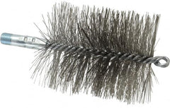 Schaefer Brush - 4-1/2" Brush Length, 3-3/4" Diam, Double Stem, Double Spiral Tube Brush - 7-1/4" Long, Stainless Steel, 1/4" NPSM Male Connection - Americas Tooling