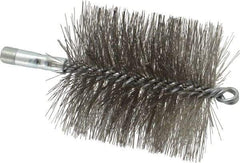 Schaefer Brush - 4-1/2" Brush Length, 4" Diam, Double Stem, Double Spiral Tube Brush - 7-1/4" Long, Stainless Steel, 1/4" NPSM Male Connection - Americas Tooling