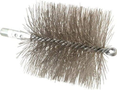 Schaefer Brush - 4-1/2" Brush Length, 4-1/2" Diam, Double Stem, Double Spiral Tube Brush - 7-1/4" Long, Stainless Steel, 1/4" NPSM Male Connection - Americas Tooling