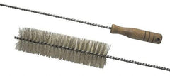 Schaefer Brush - 2-1/8" Diam, 7" Bristle Length, Boiler & Furnace Crimped Brass Brush - Standard Wood Handle, 48" OAL - Americas Tooling