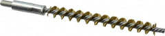 Schaefer Brush - 4" Brush Length, 7/16" Diam, Double Stem, Single Spiral Tube Brush - 6-1/4" Long, Brass, 1/4-28 Male Connection - Americas Tooling