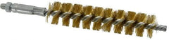 Schaefer Brush - 4" Brush Length, 7/8" Diam, Double Stem, Single Spiral Tube Brush - 6-1/4" Long, Brass, 1/4-28 Male Connection - Americas Tooling