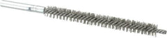 Schaefer Brush - 3" Brush Length, 5/16" Diam, Double Stem, Double Spiral Tube Brush - 4-3/4" Long, Stainless Steel, 8-32 Female Connection - Americas Tooling