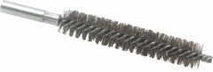 Schaefer Brush - 4" Brush Length, 13/16" Diam, Double Stem, Double Spiral Tube Brush - 6" Long, Stainless Steel, 12-24 Female Connection - Americas Tooling